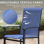 Outdoor Dining Chairs Set of 2, Stackable Patio Chairs with Metal Frame & Textilene Fabric, Perfect for Patio Garden Deck, Blue