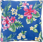 BrylaneHome 20" Square Throw Pillow - Patio & Outdoor - Water, Stain & Fade Resistant - Cobalt Tropicana