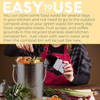 EPICA Countertop Compost Bin Kitchen | 1.3 Gallon | Odorless Composting Bin with Carbon Filters | Indoor Compost Bin with Lid | Stainless Steel Kitchen Composter for Food Scraps & Waste Recycling