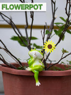 Frog Figurine, Funny Frog Statue with Removable Flower, DIY Customizable Office Home Decor for Living Room Shelf Desk Accessories, Outdoor Yard Garden Decorations, Birthday Gifts for Women