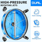 16.5" Pressure Washer Surface Cleaner with 4 Wheels - Coated Blue Stainless Steel Surface Cleaner for Pressure Washer Attachment for Concrete, Driveway, Patio, Sidewalk, Deck and Driveways - PWS165
