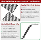 GasSaf 19.5" Grill Grates and Cooking Grate Lifter for Weber Genesis 300, Replacement Parts for Genesis E310 E320 E330 EP310 EP320 EP330 S310 S320 S330 Grills, Cast Iron BBQ Parts for Weber 7524 7528