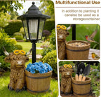 Highland Cow Garden Outdoor Statues with Solar Lights and Flowerpot Decor Animal Figurines Sculptures Resin Outdoor Statues for Patio Yard Lawn Balcony Mom Grandma Gifts