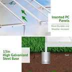 10x6ft Polycarbonate Greenhouse, Heavy Duty Walk-in Aluminum Greenhouse for Outdoors, with Ventilation Window, Sliding Door, Rain Gutter, Green House for Plants Backyard Silver
