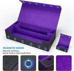 AFIING MTG Deck Box 6 In1 with MTG Playma,Premium Card Storage Box with 5 Pcs MTG Deck Box Holds 2400+ Trading Cards, Large TCG Card Deck Case for Magic Yugioh Sports Cards (Black&Purple)