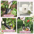 Gifts for Mom,7 Piece Womens Gardening Kit with Pink Gardening Tools,Straw Hat, Floral Gardening Apron and Gloves,Mothers Day Garden Gifts Pink