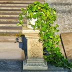 19" Tall Garden Pedestal Stand with Bow Design, Heavy Duty Magnesium Oxide Plinth, Weatherproof Outdoor Pedestal for Sculptures, Flower Pots, Decor – Sturdiness Plinth Base Statue Riser