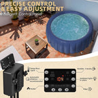 2-4 Person Inflatable Hot Tub - 73"x28" Round Portable Outdoor Spa with 146 Bubbling Jets & Smart Control,2 Contoured Headrest,Cup Holder and Cover, Blue