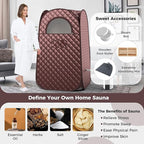 Giantex Portable Sauna, Full Body Steam Sauna w/ 3L Steam Box, Remote Control, Wood Foot Roller & Foldable Chair, Pop-Up Sauna Box for Single Person, Lightweight Personal Sauna Tent for Home (Coffee)