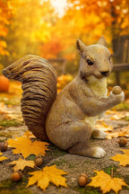 Garden Decor Polyresin Squirrel Statue with Acorn Statue - Charming Outdoor Decoration Ornament for Patio, Lawn, or Yard - Ideal for Garden Decor Enthusiasts and Nature Lovers