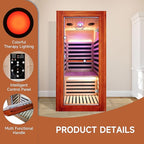 Far Infrared Sauna for Home Indoor Sauna Wooden Dry Saunas for 1 Person 1020W 110V with Control Panel, Bluetooth Speaker, Reading Lamp