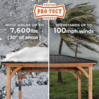 Backyard Discovery Barrington 14' x 10' Cedar Wood Outdoor Gazebo Pavilion with Hardtop Galvanized Steel Hip Roof, Snow Support, Wind Resistance, PowerPort, Shade for Garden, Patio, Deck, Entertaining