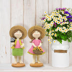 Spring Fairy Garden Figurines, Resin Summer Sunflower Garden Statue Set - H9inch Miniature Figurines Decor Indoor & Outdoor, Summer Decorations for Home, Yard, Patio Decor