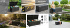 BTEXPERT 150 Gallon Outdoor Storage Container Deck Box with Metal Support Rods for Patio Furniture Garden Tools Waterproof Lockable UV Resistant Resin Set of 2