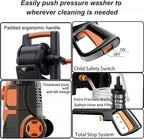 2025New Pressure Washer 4800PSI, 34" Tall, 4 Quick Connect Nozzles,Inlet Hose&Filter&500mlFoam Cannon for Cars/Fences/Driveways/Home Cleaning,Red
