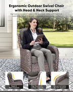 HUMMUH Wicker Patio Furniture Set 6inch Thick Cushion Deep Seat Outdoor Swivel Rocker Patio Chairs Set of 2 with Ottomans Conversation Set for Porch Garden Deck