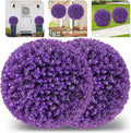 Goplus 17.5 Inch Topiary Balls Artificial Outdoor Set of 2, Faux Purple Eucalyptus Decorative Balls, Fake Plant Sphere, Round Artificial Plant Balls for Front Door, Porch, Backyard, Home Décor