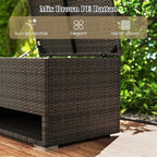 Tangkula 48 Gallon Rattan Outdoor Storage Box with Shoe Rack, Outdoor Storage Bin with Protective Liner, PE Wicker Deck Box for Patio Cushion Furniture, Pool Supplies and Garden Tools (48 Gallon)