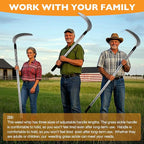 Sickle Garden Tool Set, Long Handle Weeding Sickle with Serrated Double-Edged Blade, Grass Sickle Stand Up Weeding Tool with 2 Pack Leaf Scoops, 16 Gallon Lawn Bag with Gardening Gloves for Yard
