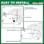 Waterfall Pool Fountain, LONGRUNNEW Stainless Steel Waterfall Spillway with Pipe Connector Kits for Outdoor/Indoor Decorative, 23.6 Inches Pool Water Feature for Garden Patio, Backyard Koi Pond Decor