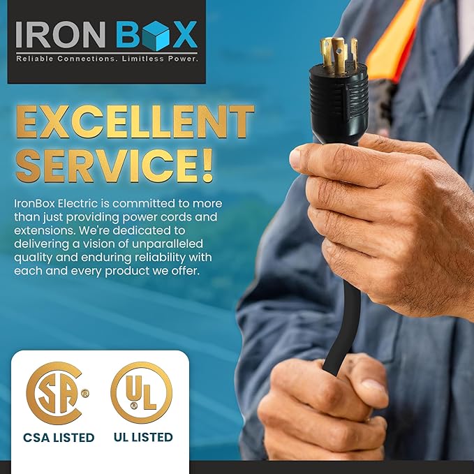IronBox Electric NEMA L6-30P to C19 Power Cord - 20Amp, 250V, 12/3 SJT - UL Listed Heavy Duty Power Extension Cable for Generator, Data Centers, Outdoor Use, High-Powered Applications & More (15 ft)
