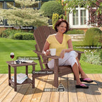 nalone Folding Adirondack Chair with Cushion with Cup Holder, HDPE Plastic Oversized Patio Chair Weather Resistant, Used in Outdoor, Fire Pit, Deck, Garden, Campfire Chairs