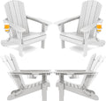 SERWALL Folding Adirondack Chair Set of 4, Reclining Adirondack Chair with 3 Recline Positions, All Weather HDPE Outdoor Adirondack, White