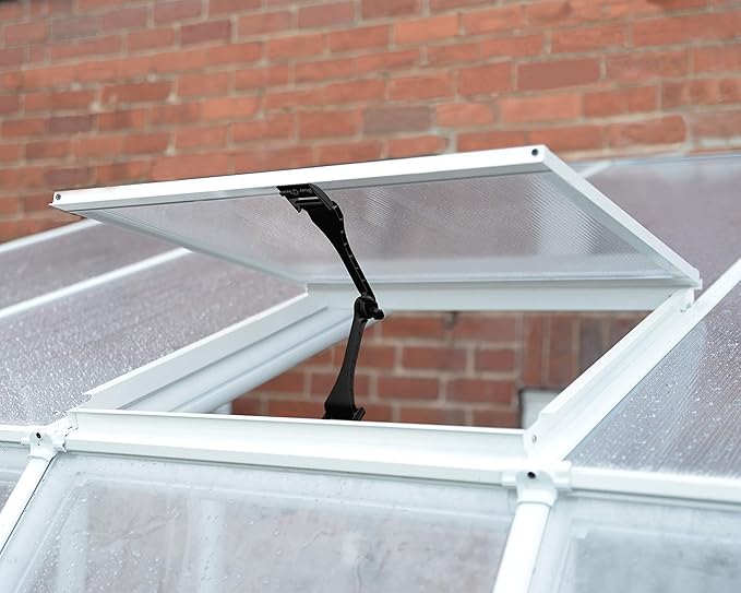 Palram Canopia Rion Sun Room 6 Ft. x 8 Ft. Solarium, Lean-to Greenhouse DIY Kit, Attach to House, Large Twin Wall Polycarbonate, 100% UV Protection for Porch, Patio Outdoors with Window Vent (White)