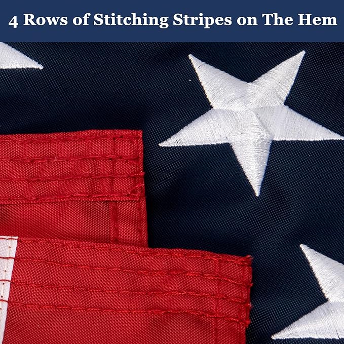 American Flags for Outside 6x10 Ft; American Flags 6x10 Outdoor Heavy Duty. Durable 250D Polyester US flags with Premium Embroidered Stars, Sewn Stripes, Brass Grommets, and Vibrant Colors.