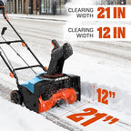 SENIX Corded Snow Blower High-Efficiency 880lbs/min, 15Amp 21 inch Electric Snow Thrower, 33FT Max Distance, 180° Rotating Chute & LED Lights ETL Certified for Driveway Sidewalk Winter Use (STE15-M)