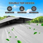10' X 10' Cantilever Patio Umbrella Outdoor with Base Included Heavy Duty Double Top Windproof Square Offset Umbrellas with 360-degree Rotation for Pool Deck Backyard, Foggy Grey