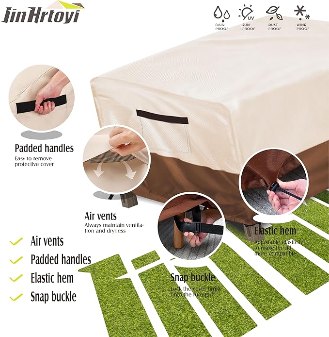 Square Patio Table Cover 40 Inch,100% Waterproof 600D Heavy Duty Outdoor Table Cover,Square Patio Dining Table Covers for Outdoor Furniture,40"Wx 40"D x 23"H,Beige&Brown