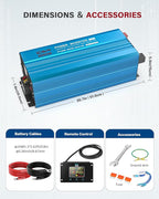 4000 Watt Pure Sine Wave Power Inverter DC 12V to 110/120V AC with 2 AC Charger Outlets and Wiring Terminal 8000W Peak Car Solar Converter for Vehicle Home with LCD Display and QC3.0 USB Charging Port