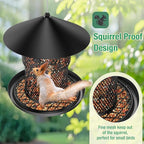 Bird Feeder for Outdoor Hanging, No Mess No Spill - Birdfeeder for Outdoor, Squirrel Proof Bird Feeder w/Catch Tray - Large Capacity All-Metal for Outside Hanging