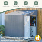 4x7 FT Lean-to Metal Storage Shed with Single Lockable Side Door, Sloping Roof Galvanized Steel Outdoor Tool Shed for Garden, Patio & Backyard Storage
