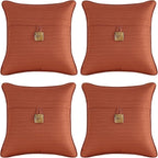 Outdoor Decorative Pillows with Coconut Button Pack of 4, 16" x 16" Outdoor Pillow Set for Couch Bed Throw Patio Sofa, Coral Red