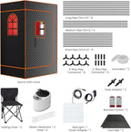 DoCred Upgraded 2 Person Portable Infrared Sauna Box, Extra Large Portable Steam Sauna for Home,Personal Sauna Tent Full Body with 2 Steamers, 2 Folding Chair,Remote Control