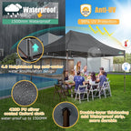 COBIZI 10x15 Pop Up Heavy Duty Canopy with 4 Sidewalls and Hexagonal Legs, Easy up Tent for Parties, Commercial and Wedding, Outdoor Canopy with Roller Bag, Sand Bags, Waterproof & UPF50+ (Gray)
