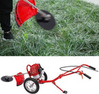 2-Stroke Hand Push Lawn Mower Gas Powered with Wheels,1.8KW 49CC Single-Cylinder Gasoline Engine Grass Trimmer Lawn Mower,Height Adjustable and Rear Wheels Foldable,6500-7000r/Min