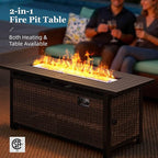 HERA'S HOUSE Patio Furniture Set with Fire Pit, 6 Pieces Outdoor Wicker Furniture, All Weather Patio Conversation Sets with Thick Cushions for Lawn Backyard, Brown/Blue