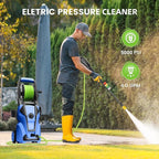Pressure Cleaner Adjustable 5000PSI 4.0 GPM High Power Cleaners with 33ft Hose Reel, 4 Nozzle and Foam Cannon, Power Cleaners Machine for Home, Cars, Patio (Navy Blue)