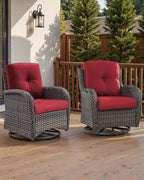 Pop 22x25/22x24 Outdoor Seat Cushions Set of 2 - Comfortable High Back Water-Resistant Patio Wicker Chairs Cushion for Rattan Dining Rocker Glider Loveseat Couch Sectional Sofa - Red/Button