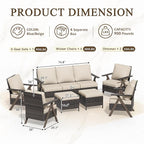 7 Pieces Patio Furniture Set,Outdoor Sofa & High Back Wicker Patio Chairs, Patio Conversation Set with Ottoman for Deck Yard and Poolside