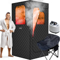 Portable Sauna for Home, Sauna Box with 2.6L Steamer, Personal Sauna with Big Sauna Chair, Remote Control, Oxford Fabric, 2.6’ x 2.6’ x 5.9’, Black, 1000W