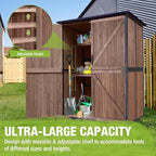 Storage Shed Outdoor Cabinet with Strong Iron Frame Large Wooden Garden Shed Tool House with Adjustable Shelfs,Brown