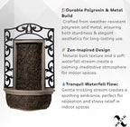 30" Wall Mounted Water Fountain – Indoor Outdoor, Black Stone Finish, Cascading Waterfall Decor