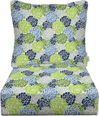 RSH DECOR: Deep Seating Cushion with Pillow Back | 23” x 26” Seat | All-Weather Spun Fabric | Water and Fade-Resistant | Outdoor Chair Cushion Set for Patio Furniture | Livi Courtyard Floral