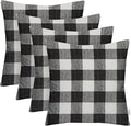 RSH DECOR: Square Throw Pillows Set of 4 | 20” x 20” | All-Weather Spun Fabric | Water and Fade-Resistant | Outdoor Accent Pillows for Patio Furniture | Black Buffalo Plaid