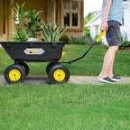 Garden Dump Cart, Heavy-Duty Utility Wagon with 1200 lbs Capacity, 6 Cu Ft Bed, 12.6" Pneumatic Tires, 180° Pivot Steering for Yard, Lawn, and Beach Use
