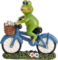 Garden Statues Outdoor Frog Decor Cute Frog Ride Bike Decorations for Outside Home Decor Frogs Figurines Gifts for Patio Yard Lawn Gardening Gift for Women (Green)